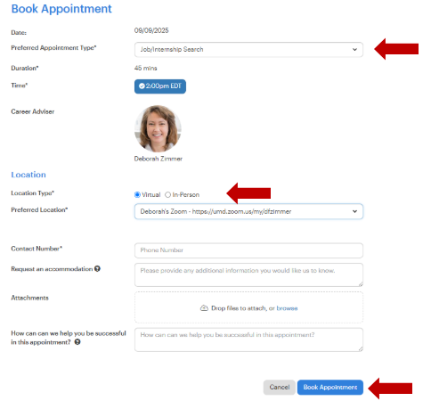 Screenshot for last steps in booking an appointment