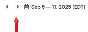 Screen shot of arrow to view appointment in future weeks