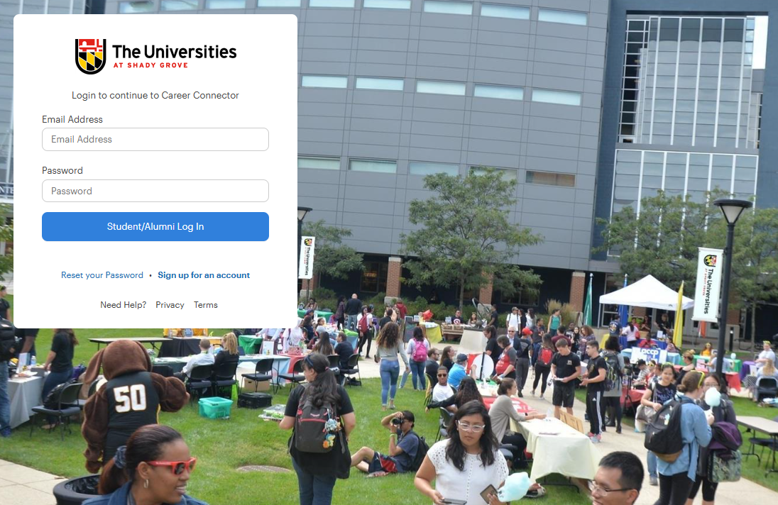 Screenshot of the login page for Career Connector