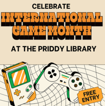 Flyer for international game month with video game controllers