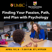 Graphic for event with image of Student and professor having a conversation in the professor's office
