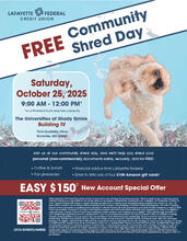 Flyer promoting COmmunity Shred Day on October 25