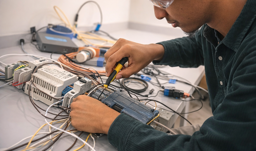 Abem Wondwossen working on circuitry