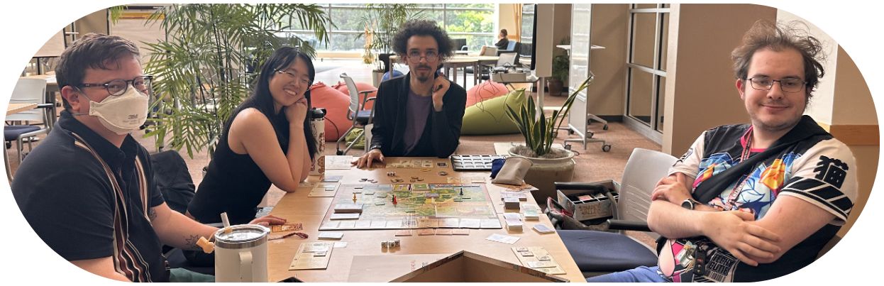 Students playing a board game