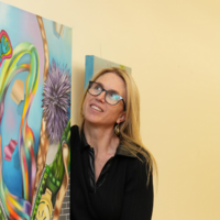 Hanging art in exhibit