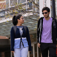 Students walking on campus
