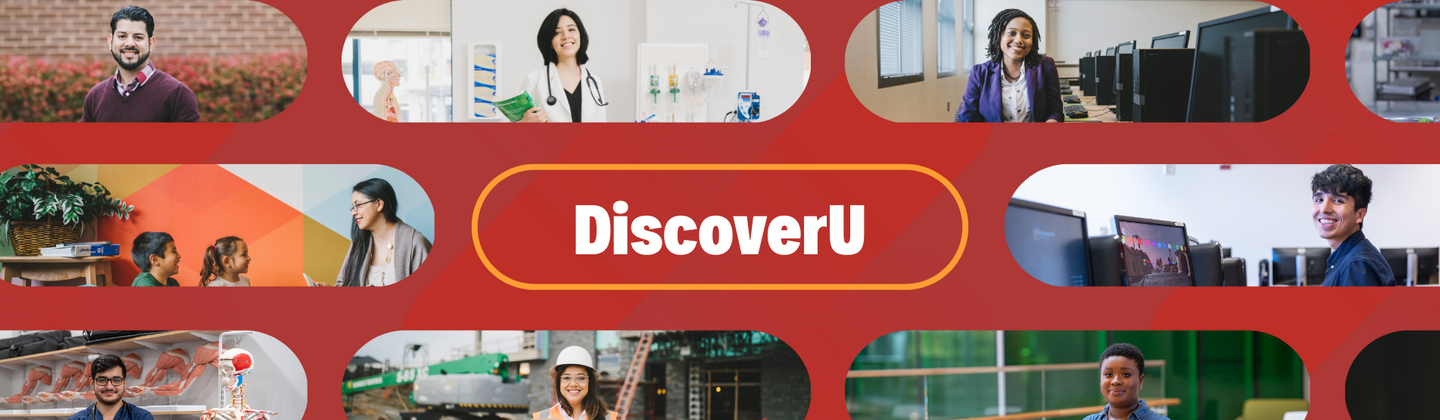 Collage featuring diverse students in various career roles.