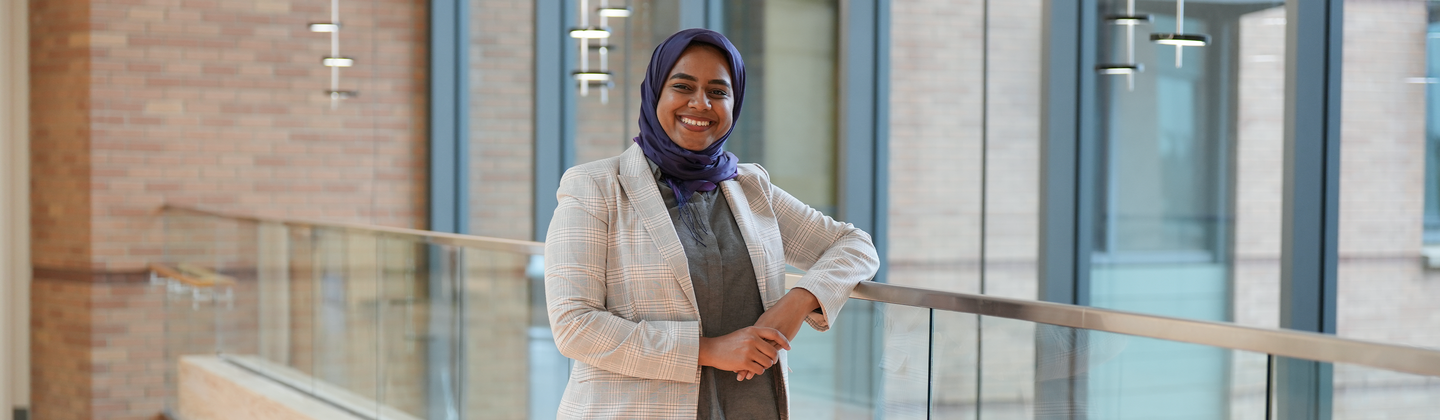 Alaa Ibrahim standing in hallway at USG