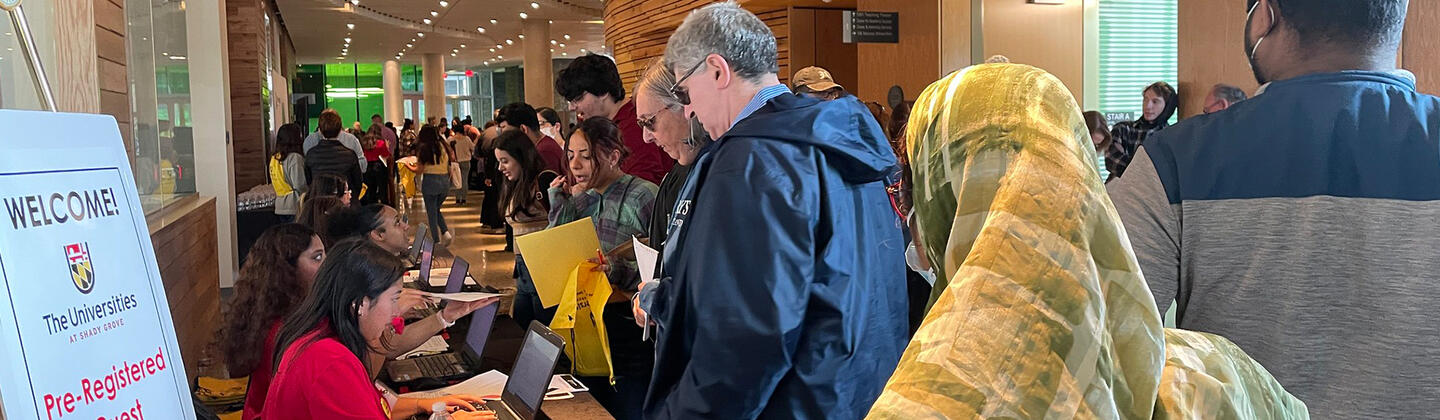 USG Open House attendees at check in 