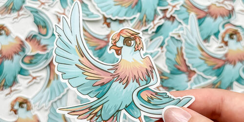 Image of a bird graphic Cassandra created for character design project in illustration class.