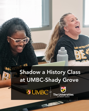 Graphic with Two students sitting at a desk laughing