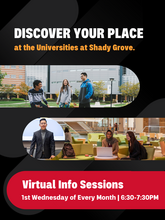 Flyer with images of students laughing on campus outsides and studying together in lounge