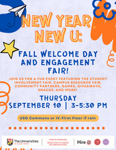 New Year, New U: Fall Welcome Day and Engagement Fair flyer