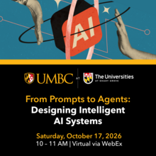 Image of hands and the letters "AI" with text description of event.