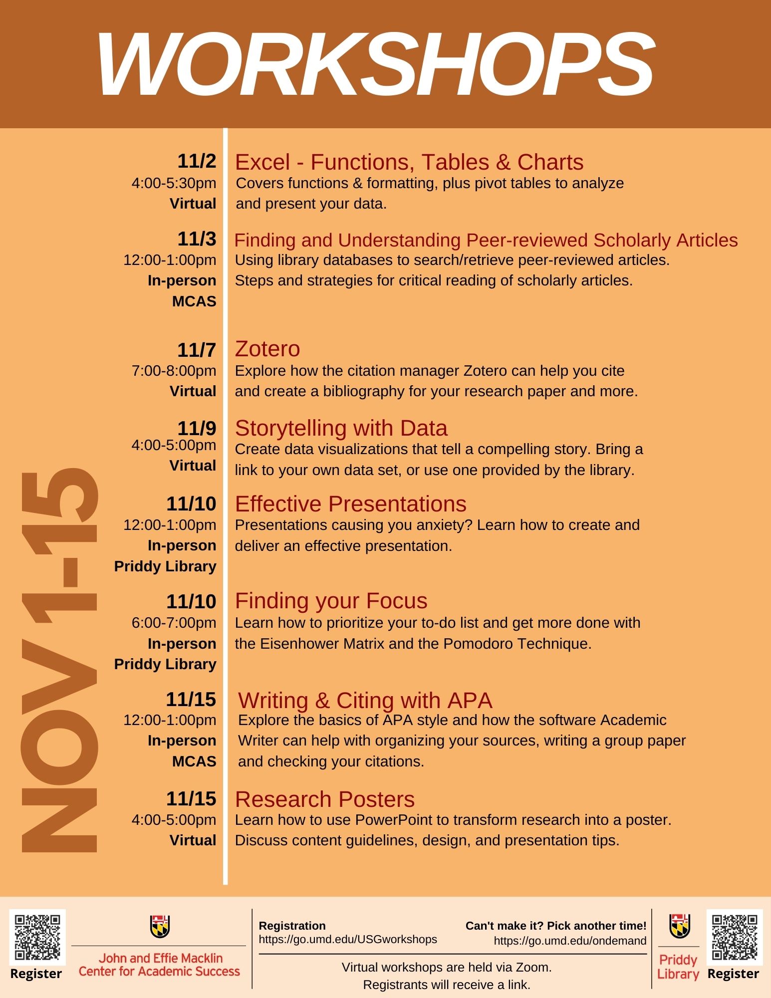 October 2022 Workshops