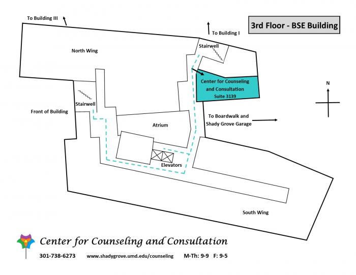 Map in BSE Building to the Center