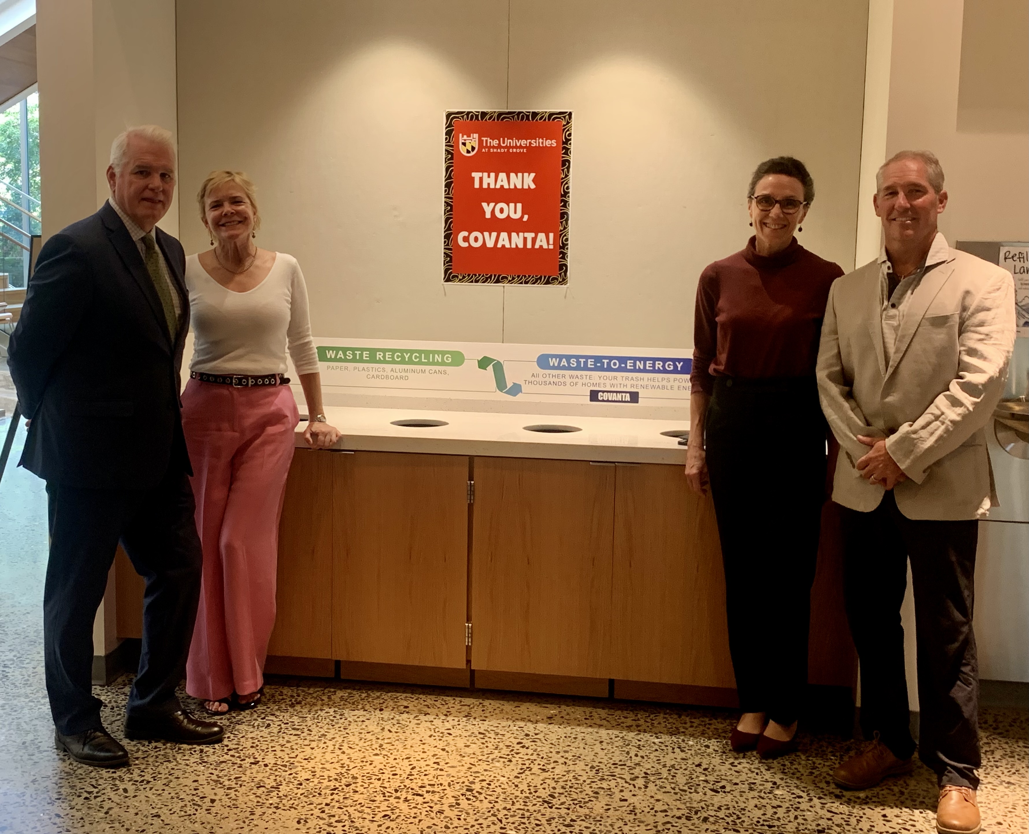 From left: Tom Clifford, USG Business Partnerships Director, USG; Frazier Blaylock, Sr. Director, Government Relations, Covanta; Dr. Anne Khademian, USG Executive Director; Tom DeMaio, Asset/Business Manager, Covanta.